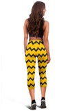 Black Zigzag Bee Pattern Capris Leggings - Carbone's Marketplace