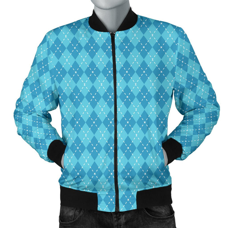 Blue Argyle Mens Bomber Jacket - Carbone&