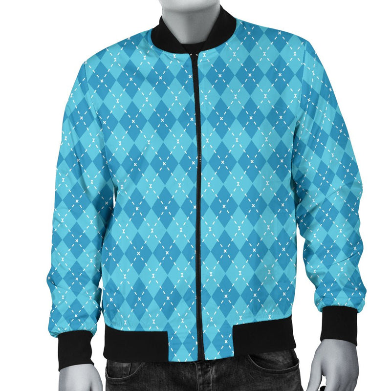 Blue Argyle Mens Bomber Jacket - Carbone&