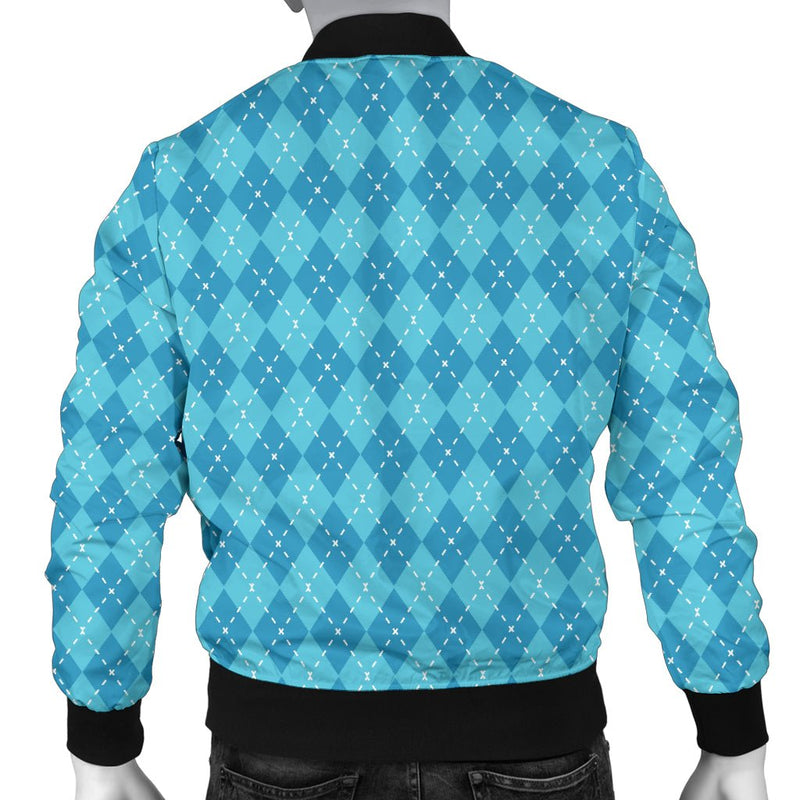 Blue Argyle Mens Bomber Jacket - Carbone&