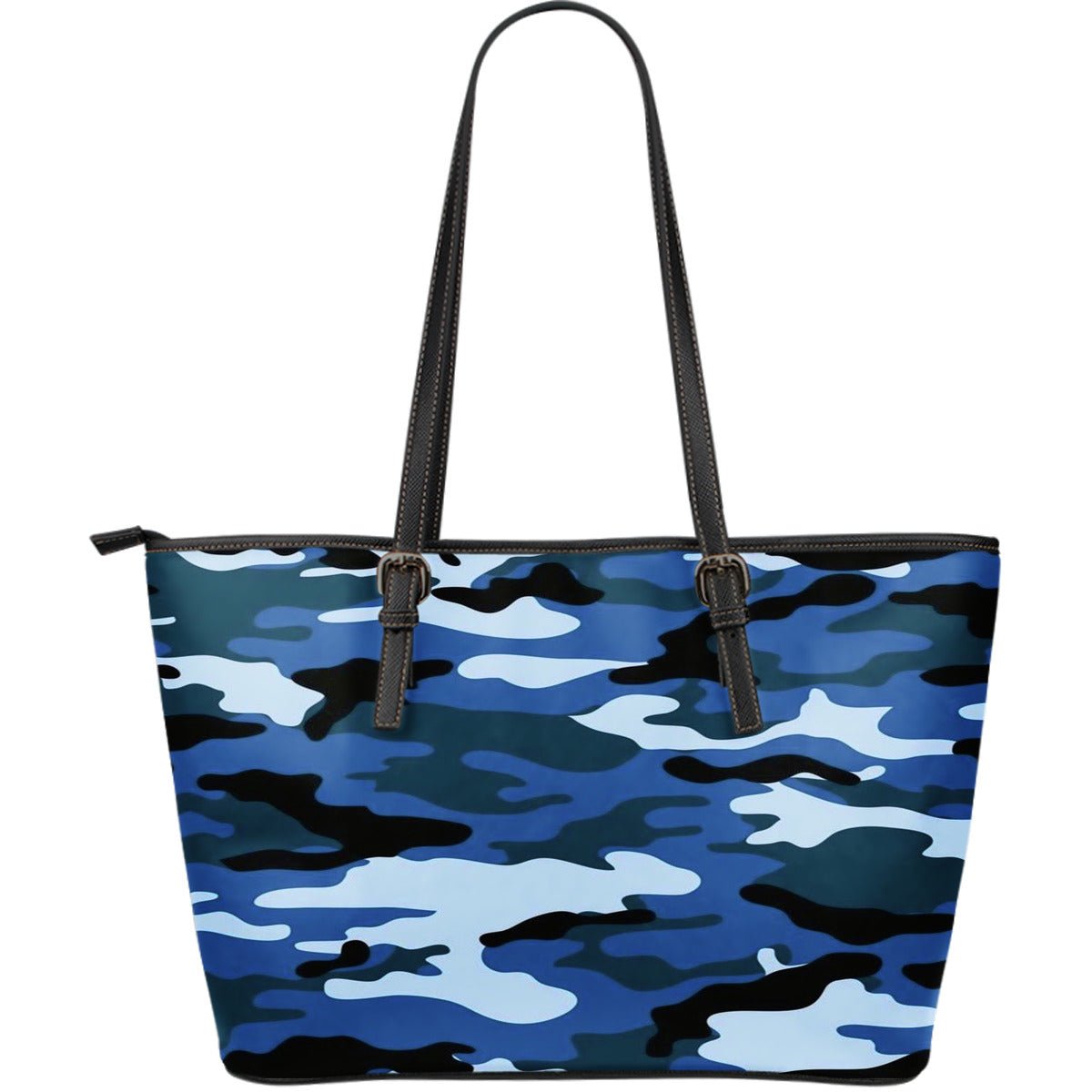 Blue Camouflage Leather Large Tote Bag - Carbone's Marketplace