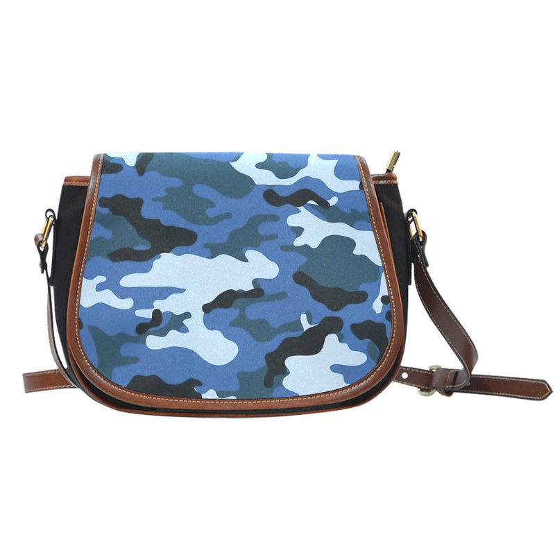 Blue Camouflage Leather Trim Saddle Bag - Carbone&