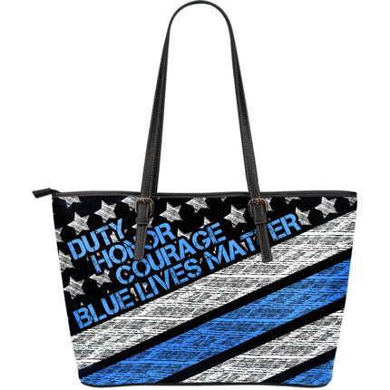 Blue Lives Matter Leather Tote Bag - Carbone's Marketplace