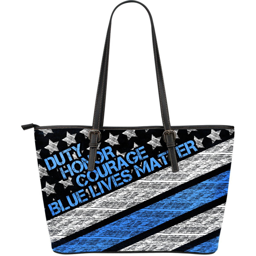 Blue Lives Matter Leather Tote Bag - Carbone's Marketplace