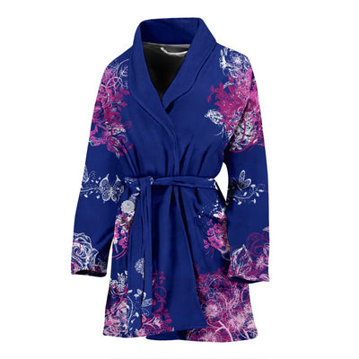 Blue With Flowers Women's Bathrobe - Carbone's Marketplace