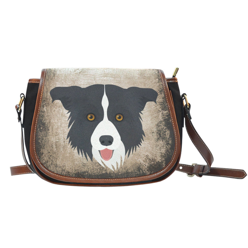 Border Collie Leather Trim Cross Body Bag - Carbone&