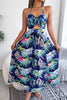 Botanical Print Tied Backless Cutout Slit Dress - Carbone's Marketplace