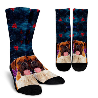 Boxer Dog Hearts Crew Socks Men and Women's Sizes - Carbone's Marketplace