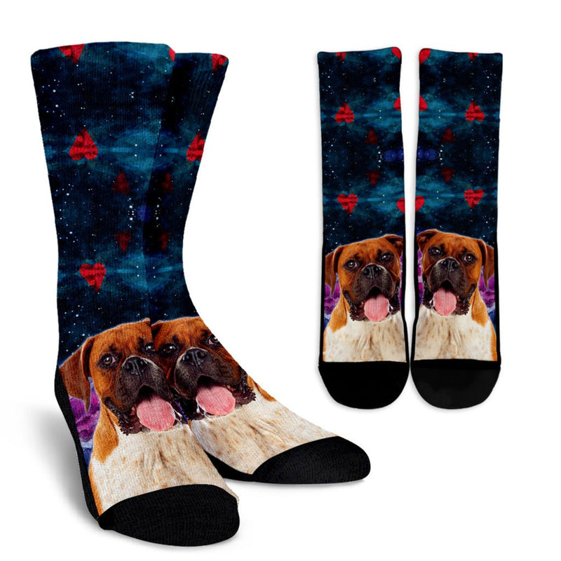 Boxer Dog Hearts Crew Socks Men and Women&