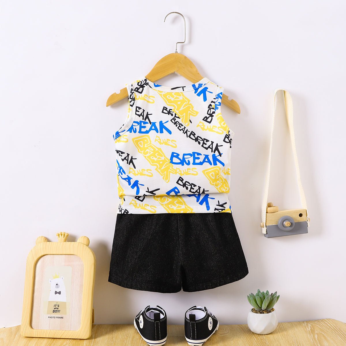 BREAK Printed Round Neck Tank and Shorts Set - Carbone's Marketplace