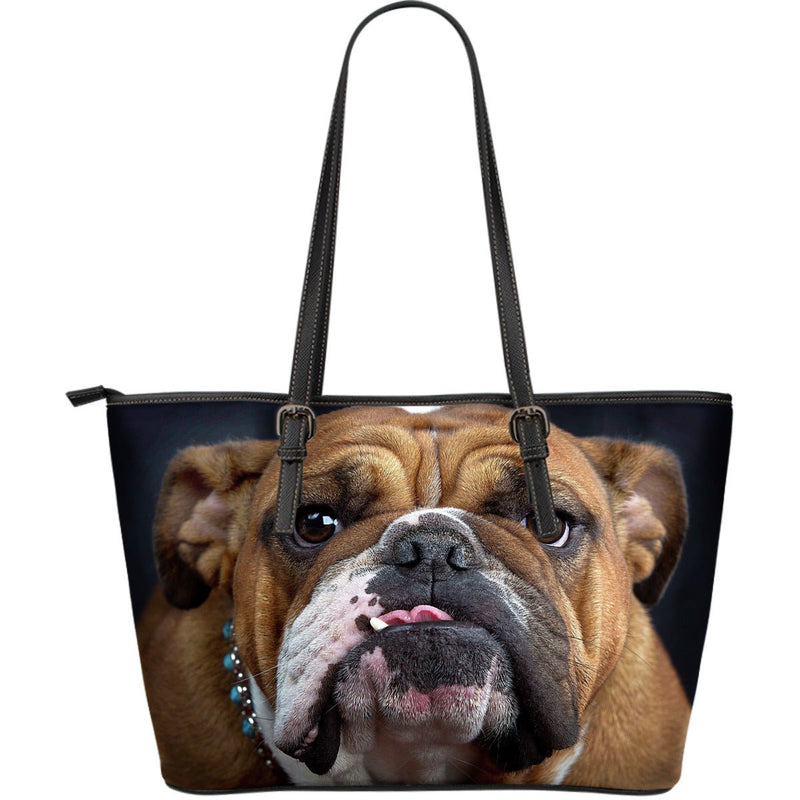 Bulldog Lovers Large Leather Handbag - Carbone&