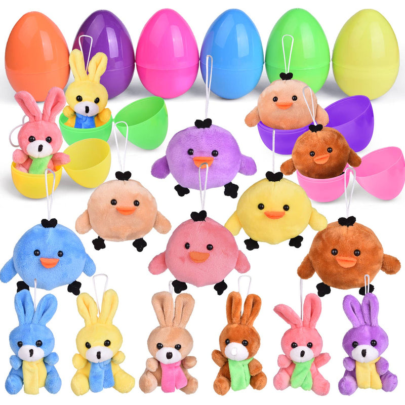 Bunnies and Chicks Plushies with Easter Eggs Pack of 12Heart - Carbone&