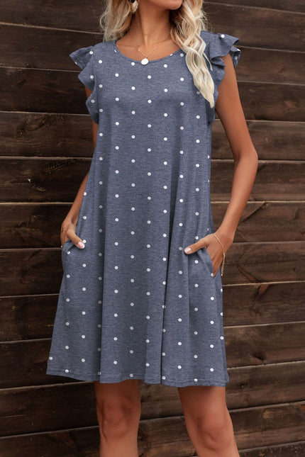 Butterfly Sleeve Round Neck Dress - Carbone's Marketplace