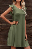 Butterfly Sleeve Round Neck Dress - Carbone's Marketplace