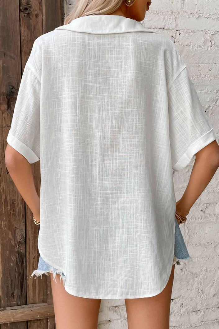 Button Front Johnny Collared Blouse - Carbone's Marketplace