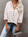 Buttoned Drop Shoulder Hoodie - Carbone's Marketplace