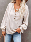 Buttoned Drop Shoulder Hoodie - Carbone's Marketplace