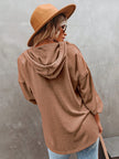 Buttoned Drop Shoulder Hoodie - Carbone's Marketplace