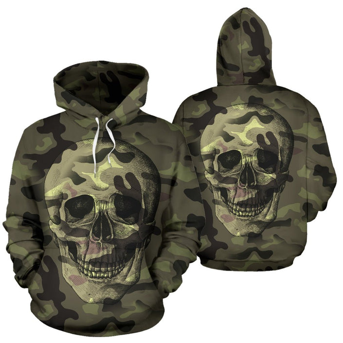 Camo Skull All Over Print Hoodie for Lovers of Skulls and Camouflage - Carbone's Marketplace