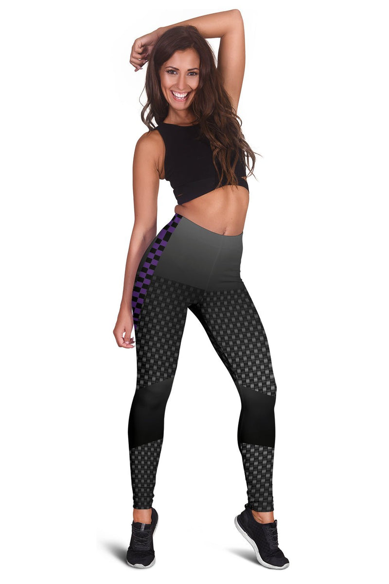 Carbon Fiber Purple Checkers Leggings - Carbone&