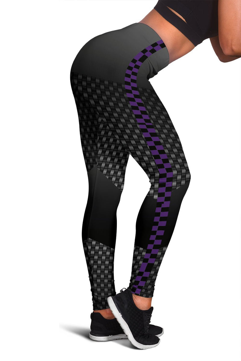 Carbon Fiber Purple Checkers Leggings - Carbone&