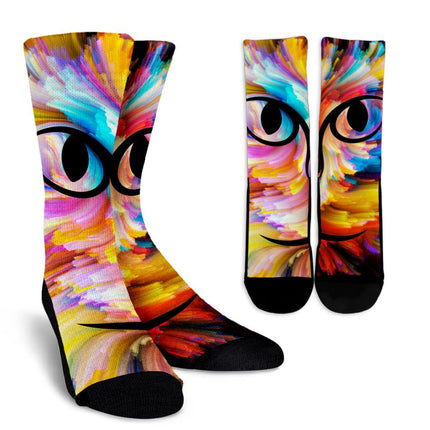 Cat Color Backdrop Crew Socks - Carbone's Marketplace