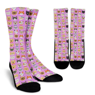 Cat Faces Socks (Pink) - Carbone's Marketplace