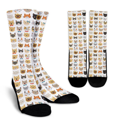 Cat Faces Socks (White) - Carbone's Marketplace