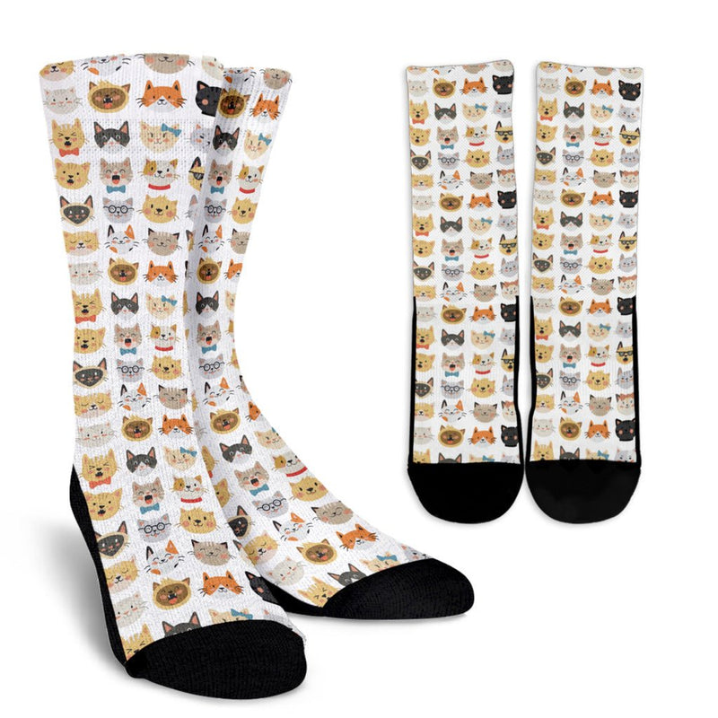 Cat Faces Socks (White) - Carbone&