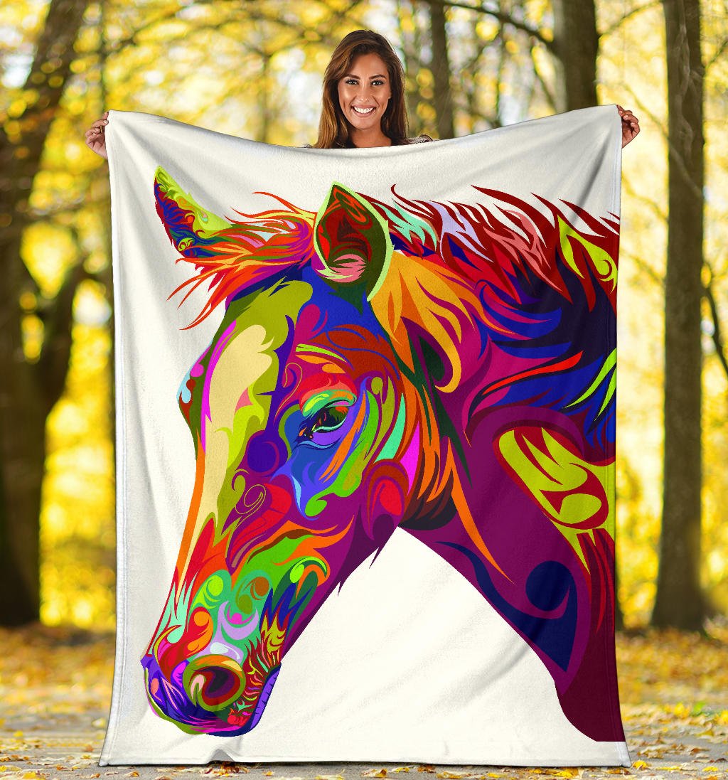Cavallo Colorato/Bianco - Coperta in Pile - Carbone's Marketplace