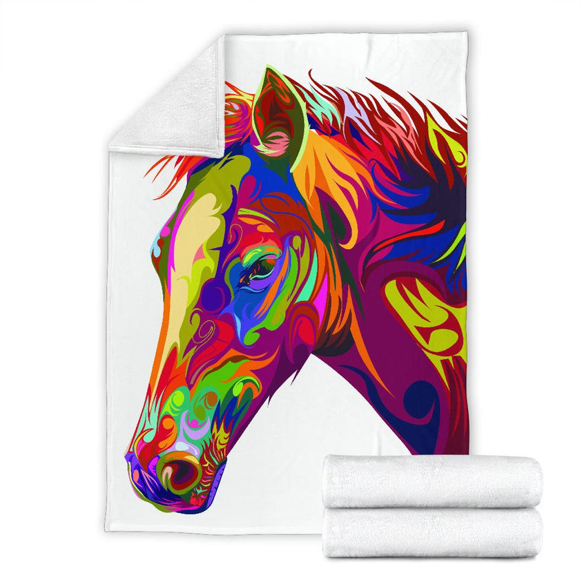 Cavallo Colorato/Bianco - Coperta in Pile - Carbone's Marketplace