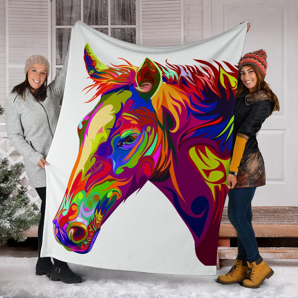 Cavallo Colorato/Bianco - Coperta in Pile - Carbone's Marketplace