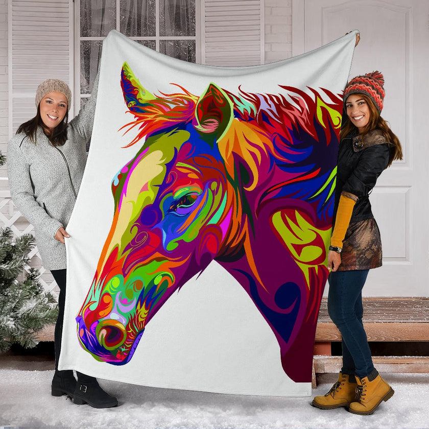 Cavallo Colorato/Bianco - Coperta in Pile - Carbone's Marketplace