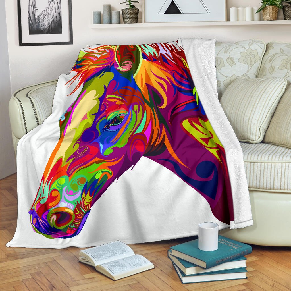 Cavallo Colorato/Bianco - Coperta in Pile - Carbone's Marketplace