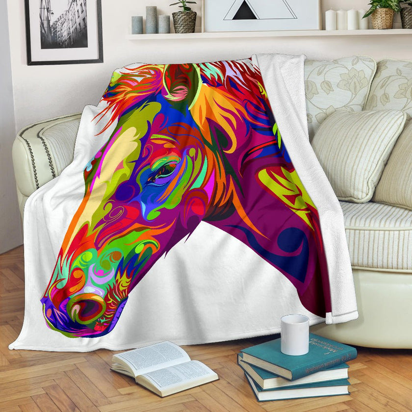 Cavallo Colorato/Bianco - Coperta in Pile - Carbone's Marketplace