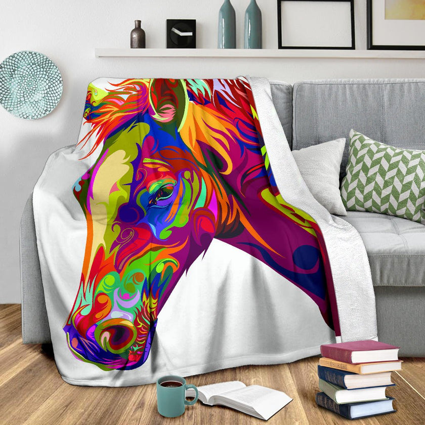 Cavallo Colorato/Bianco - Coperta in Pile - Carbone's Marketplace