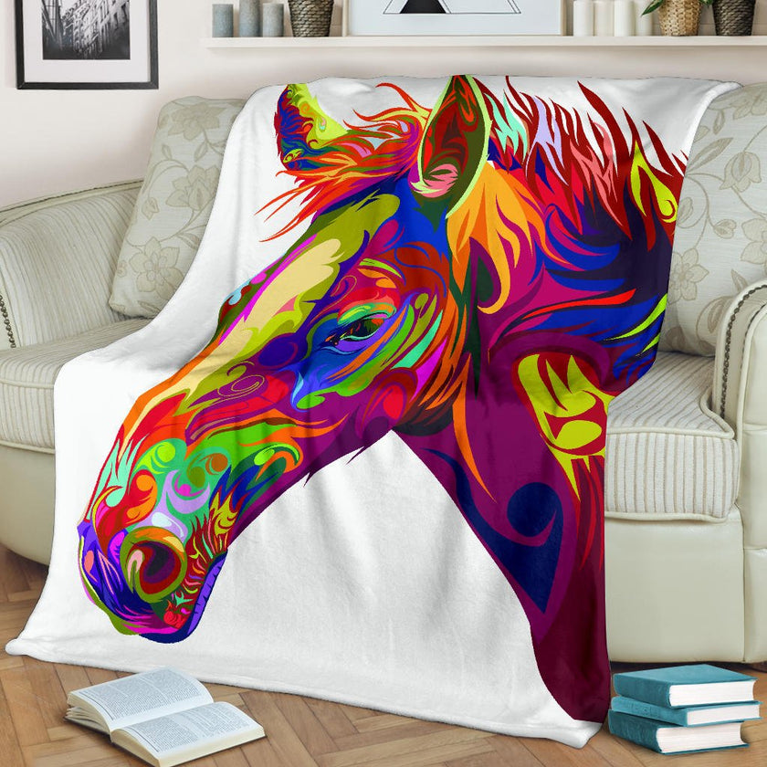 Cavallo Colorato/Bianco - Coperta in Pile - Carbone's Marketplace