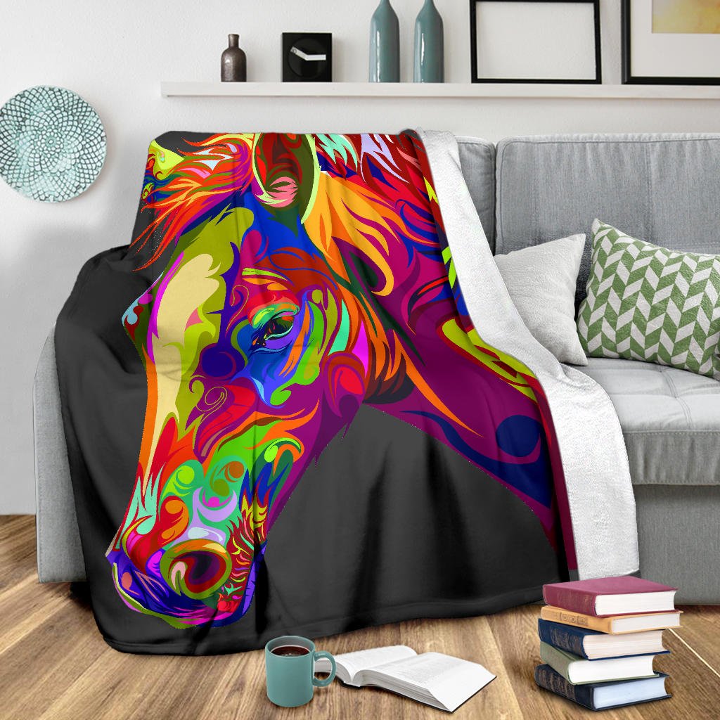 Cavallo Colorato/Nero - Coperta in Pile - Carbone's Marketplace