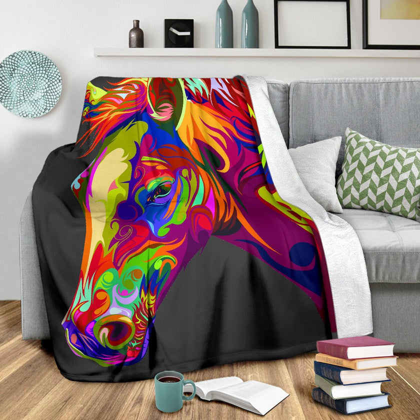 Cavallo Colorato/Nero - Coperta in Pile - Carbone's Marketplace