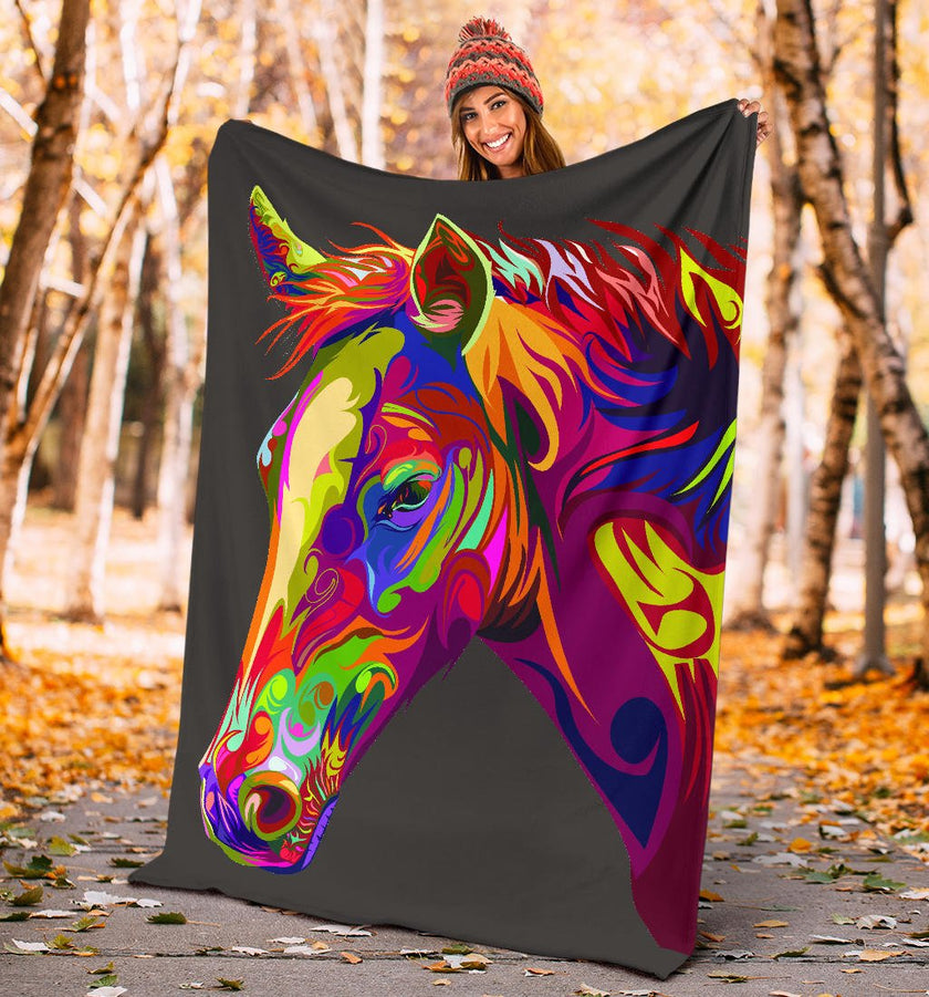 Cavallo Colorato/Nero - Coperta in Pile - Carbone's Marketplace
