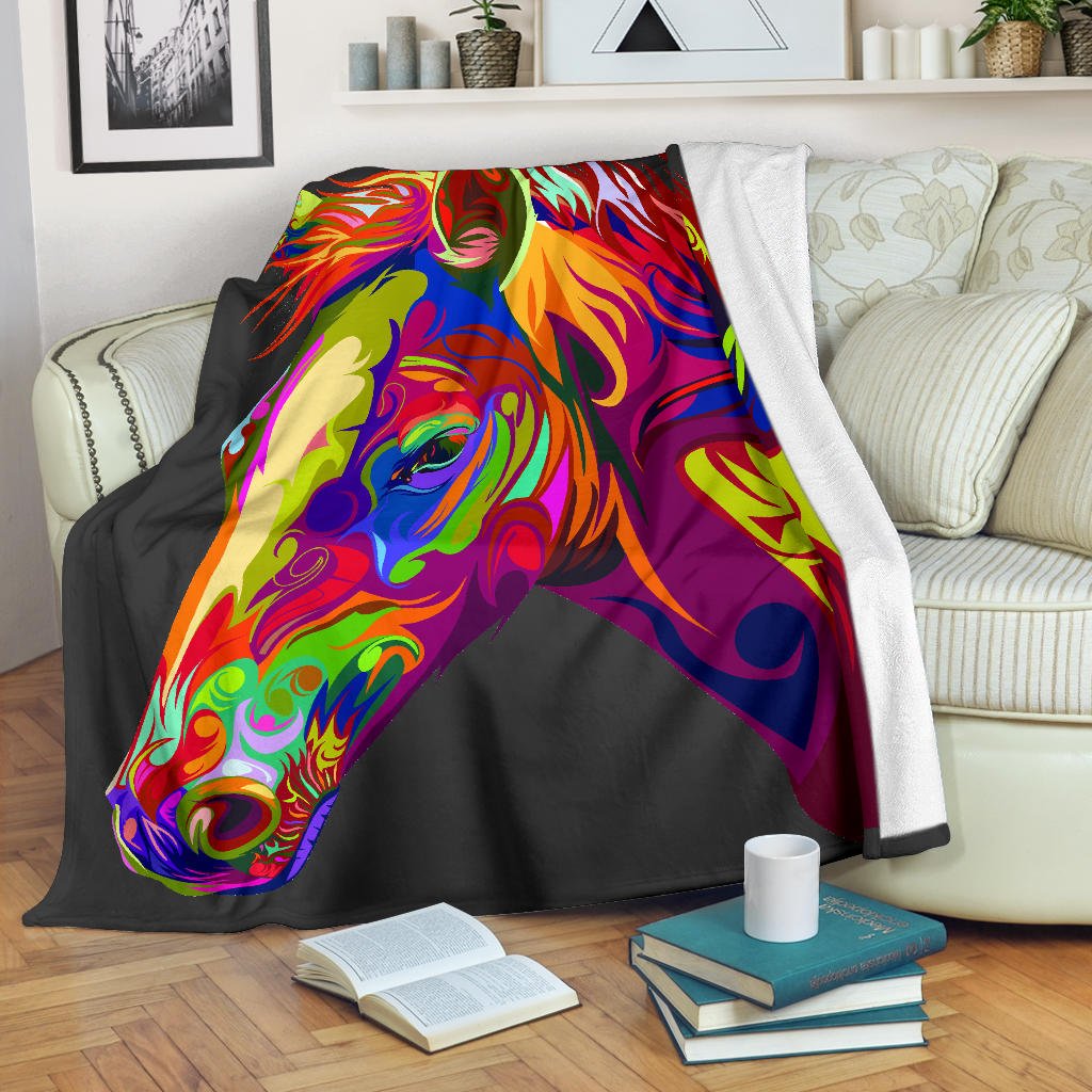 Cavallo Colorato/Nero - Coperta in Pile - Carbone's Marketplace