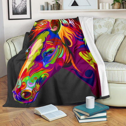 Cavallo Colorato/Nero - Coperta in Pile - Carbone's Marketplace