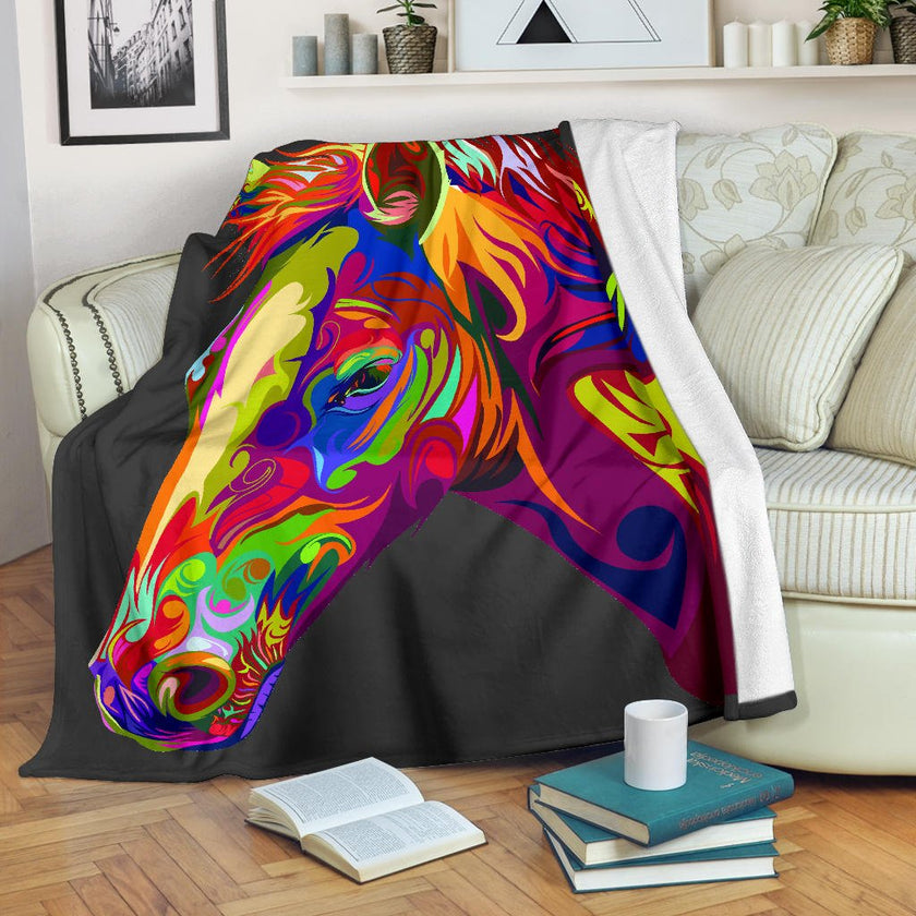 Cavallo Colorato/Nero - Coperta in Pile - Carbone's Marketplace