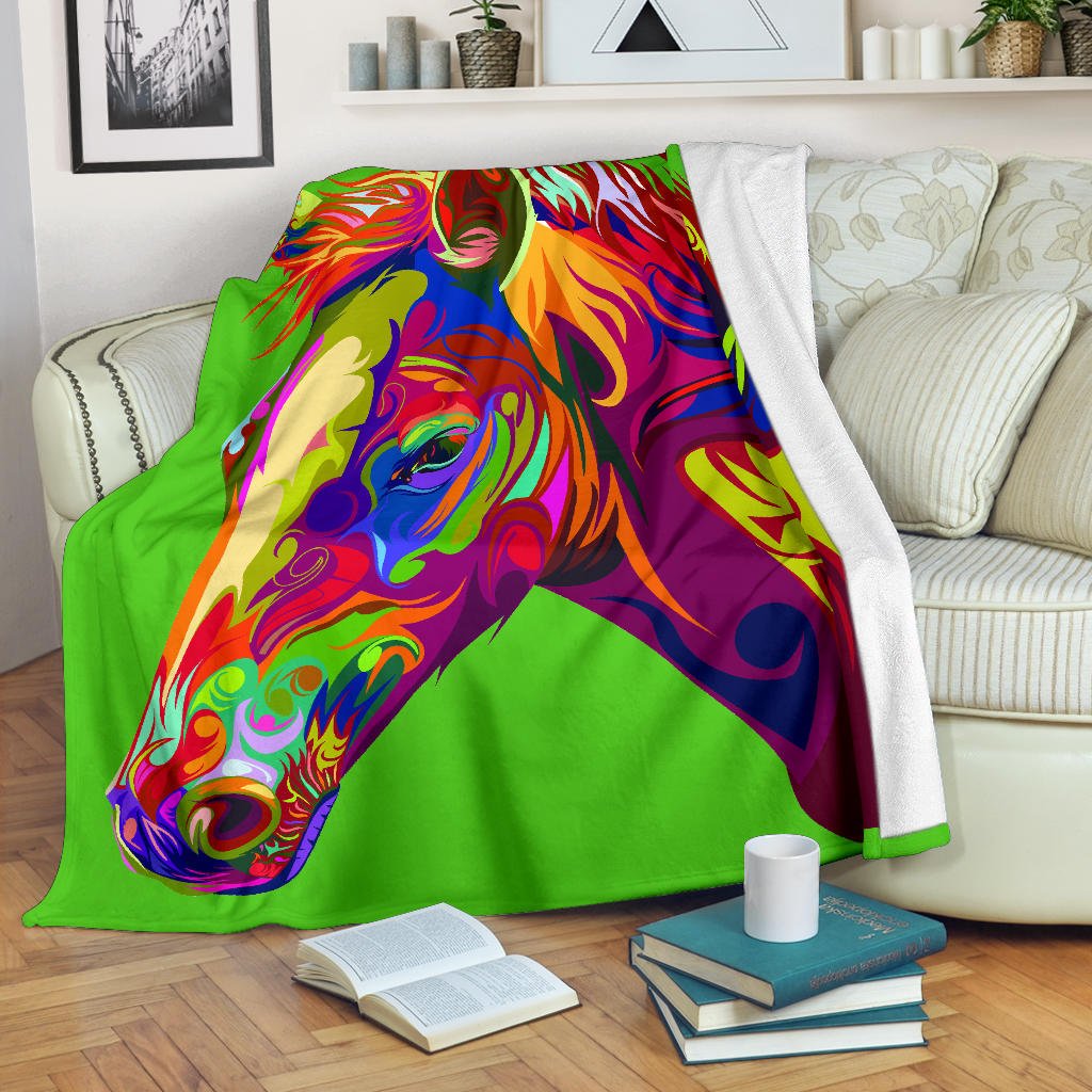 Cavallo Colorato/Verde - Coperta in Pile - Carbone's Marketplace