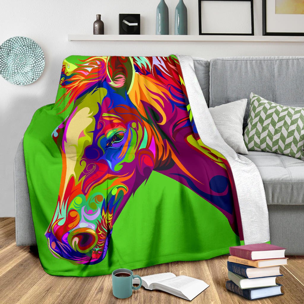 Cavallo Colorato/Verde - Coperta in Pile - Carbone's Marketplace
