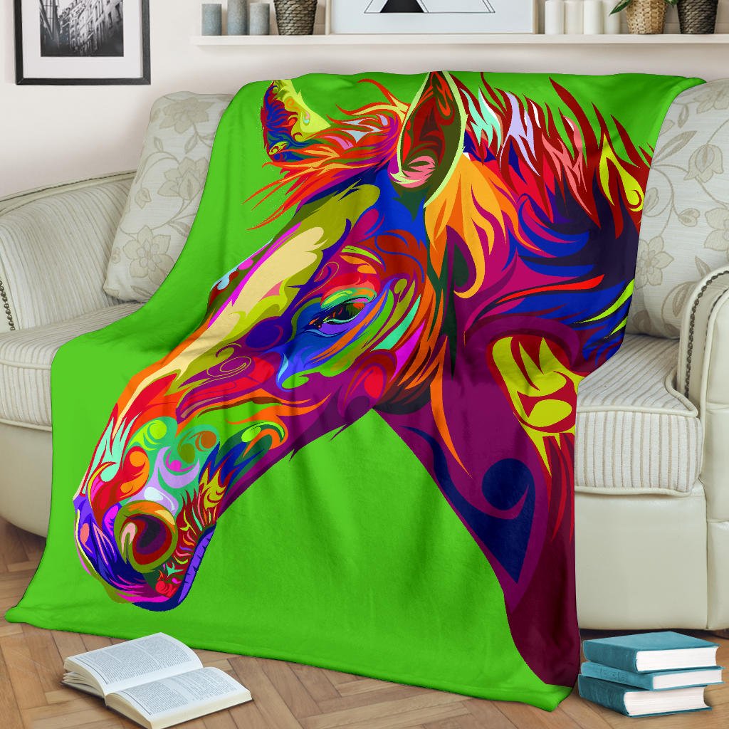 Cavallo Colorato/Verde - Coperta in Pile - Carbone's Marketplace