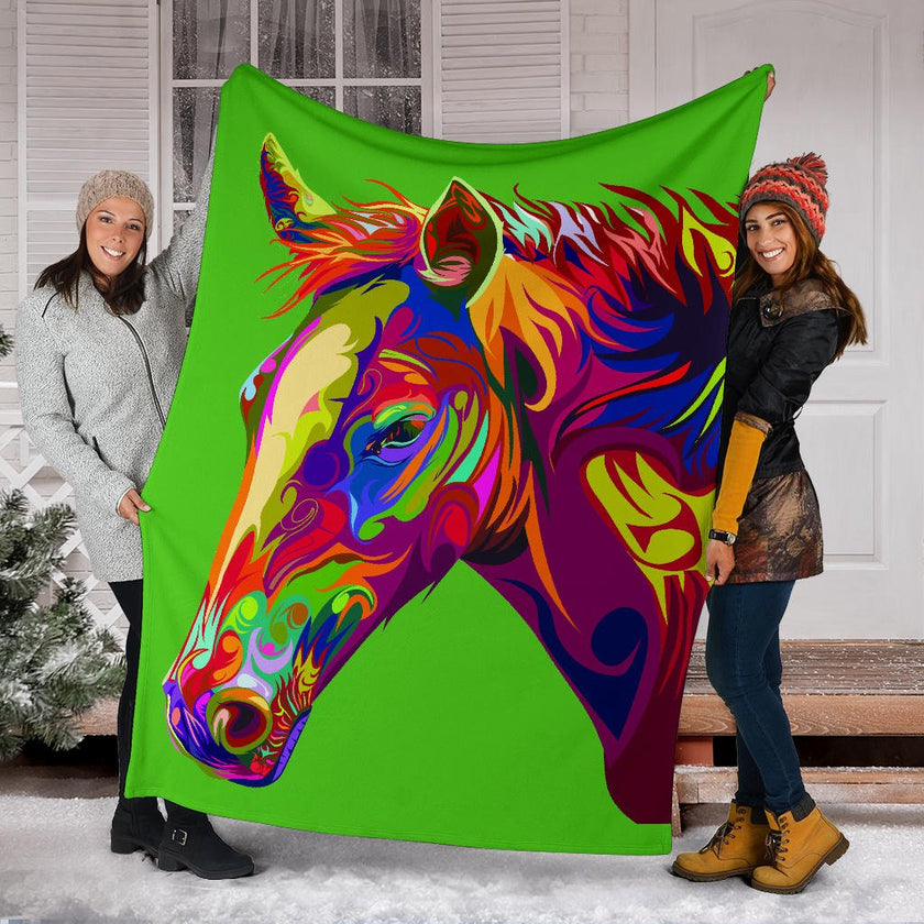 Cavallo Colorato/Verde - Coperta in Pile - Carbone's Marketplace
