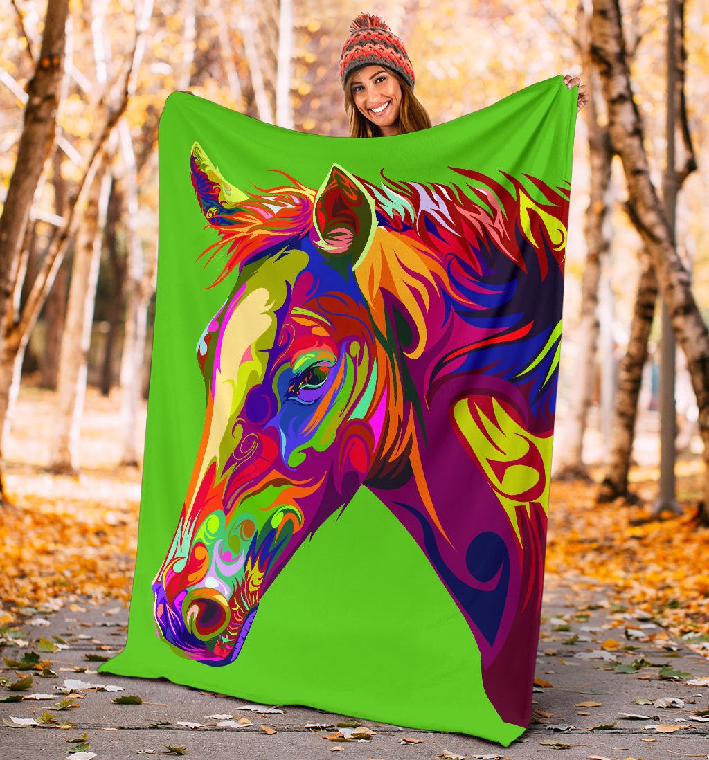 Cavallo Colorato/Verde - Coperta in Pile - Carbone's Marketplace