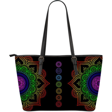 Chakra Mandala Large Leather Tote Bag - Carbone's Marketplace
