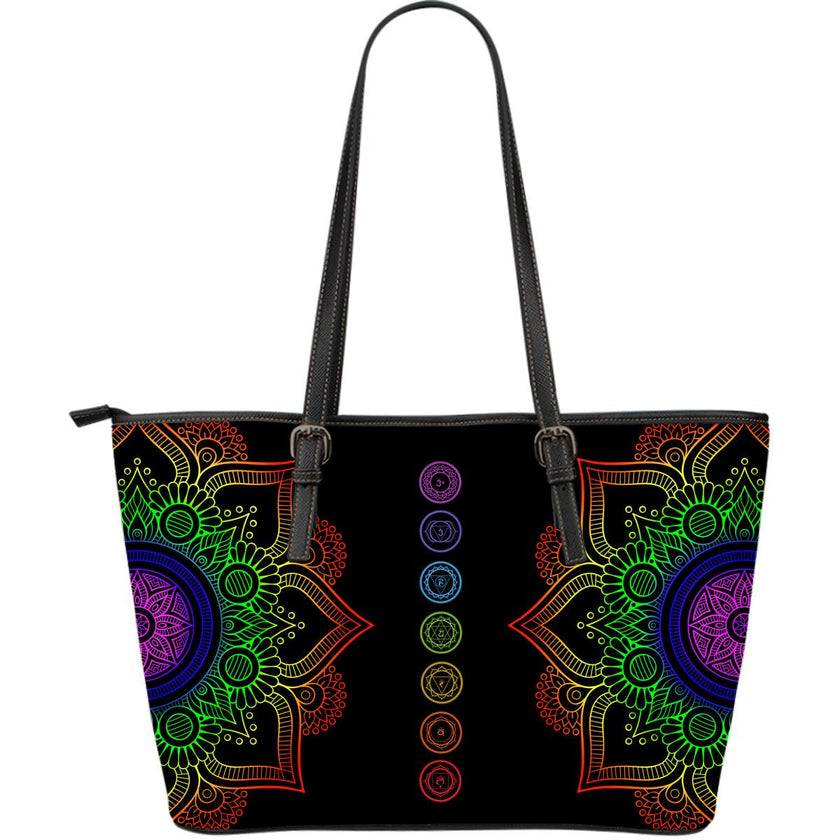 Chakra Mandala Large Leather Tote Bag - Carbone's Marketplace